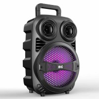 8inch round black plastic trolley speaker usb fm radio mp3 microphone karaoke battery led portable bocina  home